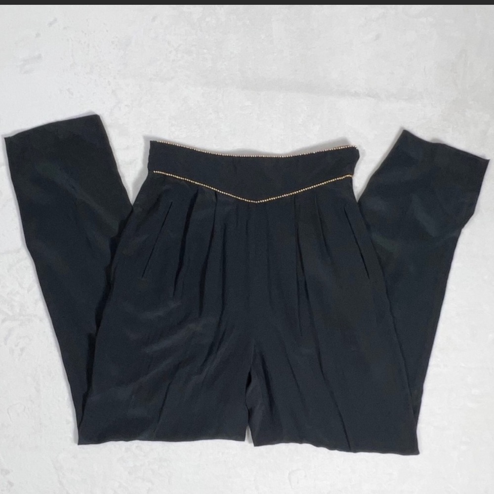 Sunny Leigh 100% silk black very high rise pants